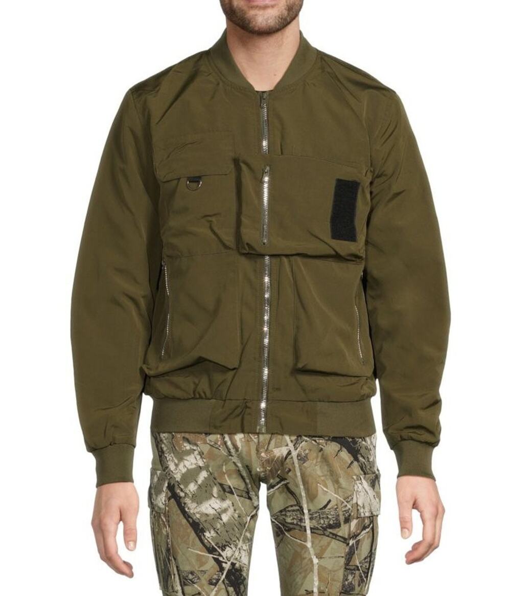 $200 NWT American Stitch Green Utility Multiple Pockets Bomber Jacket Size L